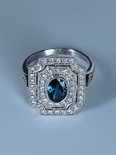Bague 50 Bague Art Deco en Or jaune, diamants et saphir 58 Facettes
