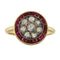 Bague 59.5 Bague en or jaune avec roses en diamant et pierres rouges 58 Facettes G3841