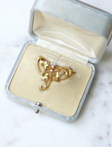 Broche Hubert Martincourt Broche Art Nouveau or jaune et perles 58 Facettes