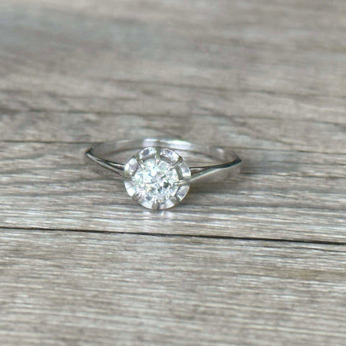 Bague 55 Solitaire or blanc diamant 0.50 carat 58 Facettes 198