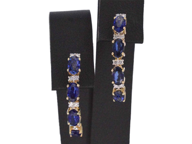 Boucles d'oreilles Boucles d'oreilles en or avec diamants et saphir 58 Facettes 2131