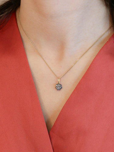 Pendentif Pendentif fleur Napoleon III or argent diamants taille ancienne 58 Facettes 965