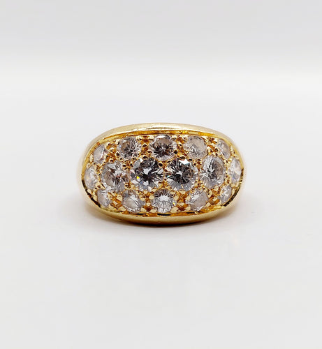 Bague 53 Bague jonc bombée or jaune et 2,20 carats de diamants taille brillant 58 Facettes A06334
