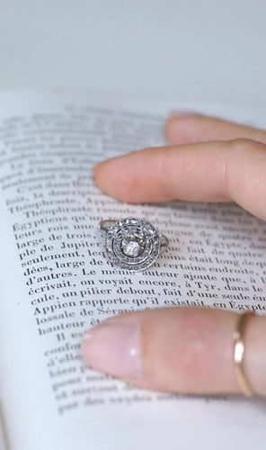 Bague 52 Bague Cible Ronde Art Déco Diamants 58 Facettes