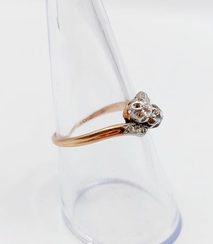 Bague toi et moi or rose, diamants taille ancienne (circa 1900) 58 Facettes A06235
