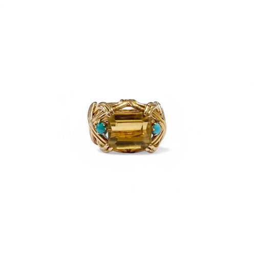 Bague Bague cocktail citrine et turquoise 58 Facettes