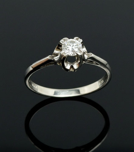 Bague Anello con Solitario di Diamante, ct. 0,17 58 Facettes