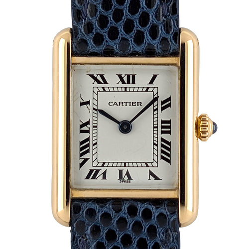 Montre Cartier Tank Louis Cartier Medium MM Classic Railway 18k Gold 866001 Gold Folding Clasp Circa 1985 58 Facettes