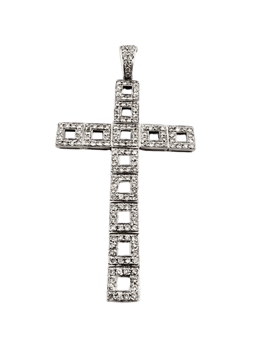 Pendentif Pendentif en forme de croix serti de diamants 58 Facettes