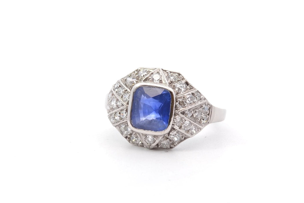 Bague 54 Bague saphir 1,51cts et diamants en platine 58 Facettes 26083-26029