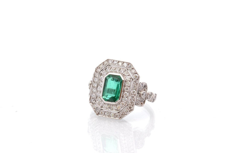 Bague 53 Bague émeraude de 1,70cts et diamants 58 Facettes 26871-26634