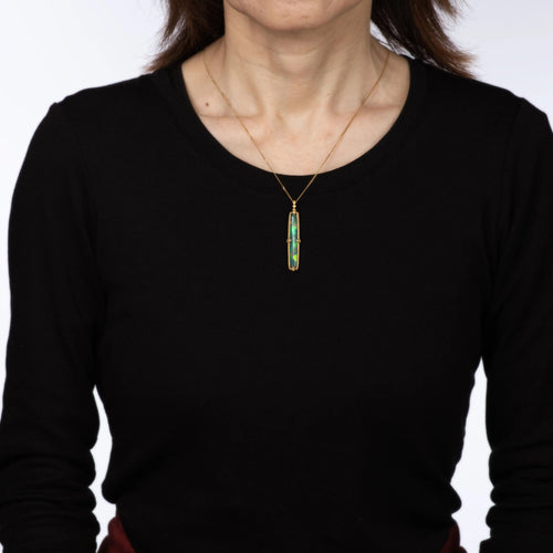 Collier Collier Opale Semi Noire Estate Or Jaune 58 Facettes