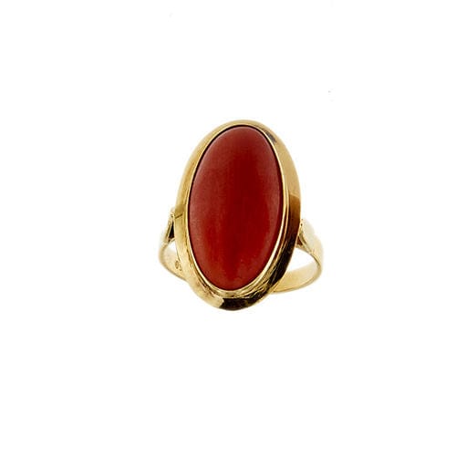 Bague 53 Bague en or jaune avec corail rouge 58 Facettes 37274