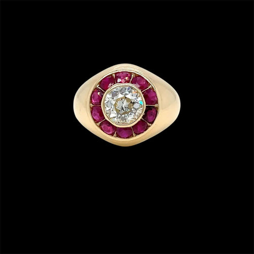 Bague 54 Bague cocktail vintage en diamant et rubis 58 Facettes