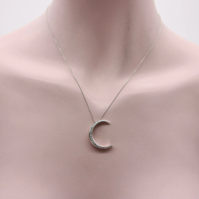 Collier Collier croissant de lune en or blanc 58 Facettes