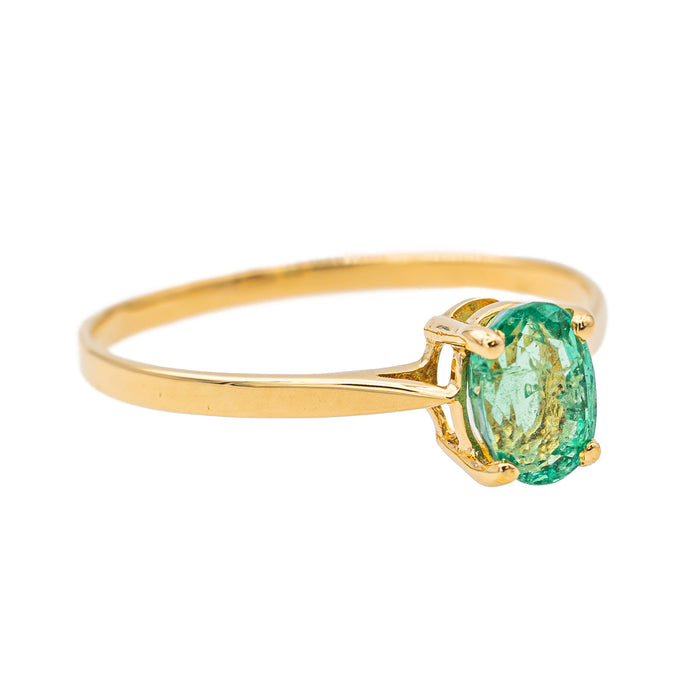 Bague Solitaire Or jaune Emeraude