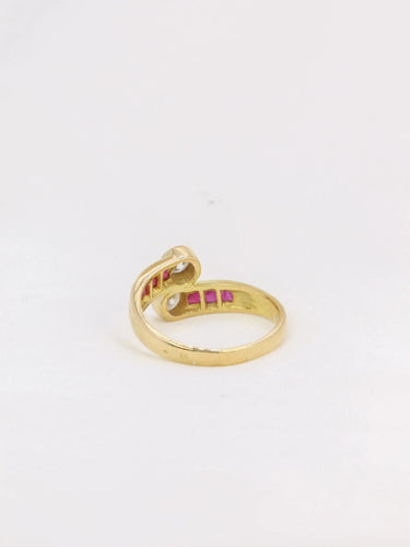 Bague Bague vintage toi et moi or diamants rubis calibrés 58 Facettes J181