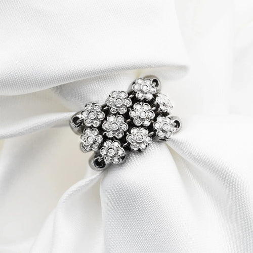 Bague Bague maille souple en or blanc avec diamants 58 Facettes