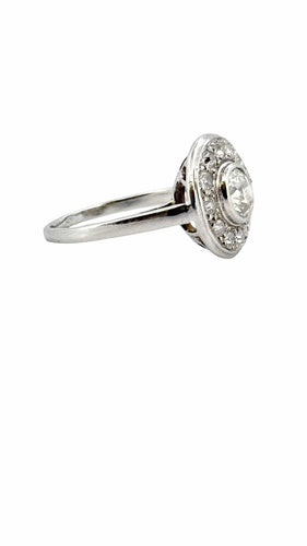 Bague 52 Bague ronde ancienne en platine et diamants 58 Facettes