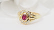 Bague 53 Bague marguerite en or jaune, rubis et diamants 58 Facettes 32917