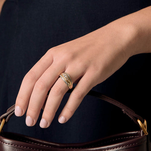 Bague jonc or et diamants