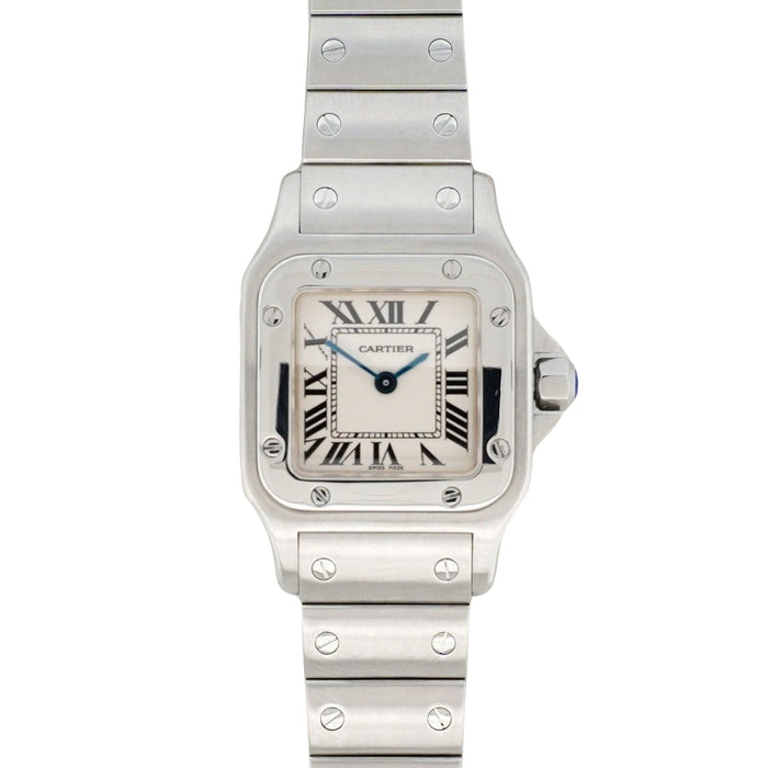 Bracelet Cartier Santos Galbée - Ivory roman dial - SM 58 Facettes