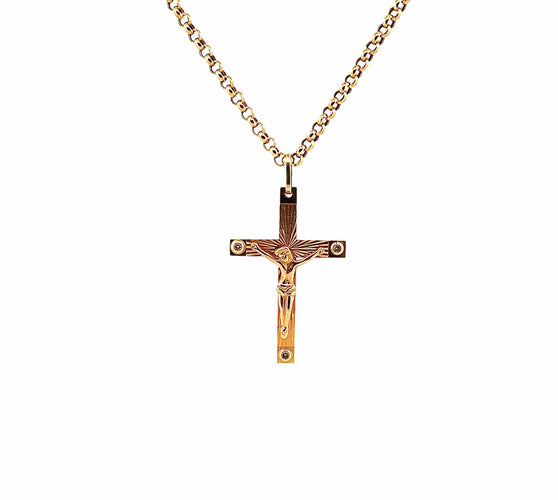 Collier Chaîne et pendentif croix,  or jaune et diamants 58 Facettes