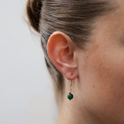 Boucles d'oreilles Boucles d'oreilles vintage en or jaune, boules de malachite verte 58 Facettes 2505019