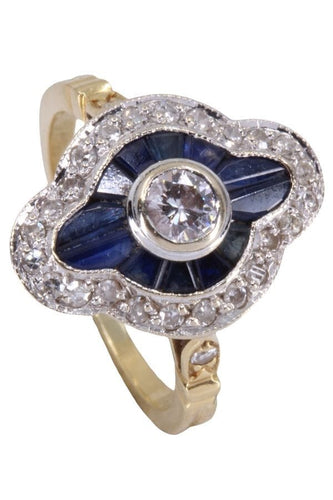Bague BAGUE MARQUISE SAPHIRS ET DIAMANTS 58 Facettes 083681