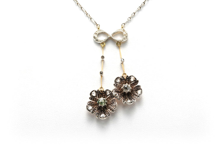 Collier Collier Art Nouveau or jaune, argent et diamants taille rose 58 Facettes 21861