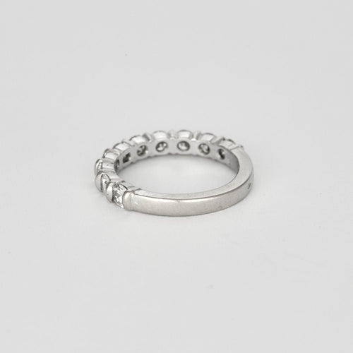 Bague 59 Demi-alliance or blanc et diamants 58 Facettes 240823