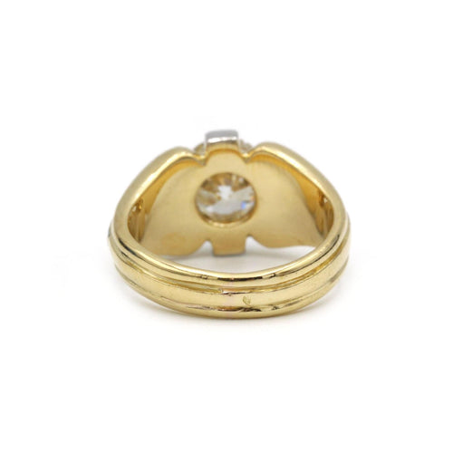 Bague 53 Chevalière - Or jaune et blanc et diamant 58 Facettes 1045