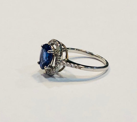Bague Bague or blanc tanzanite et diamants 58 Facettes