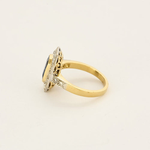 Bague 53 Bague en or jaune, or blanc, saphir et diamants 58 Facettes COG0719