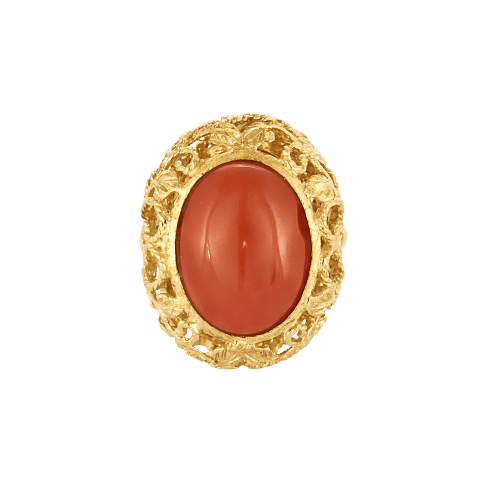 Bague en or jaune et corail