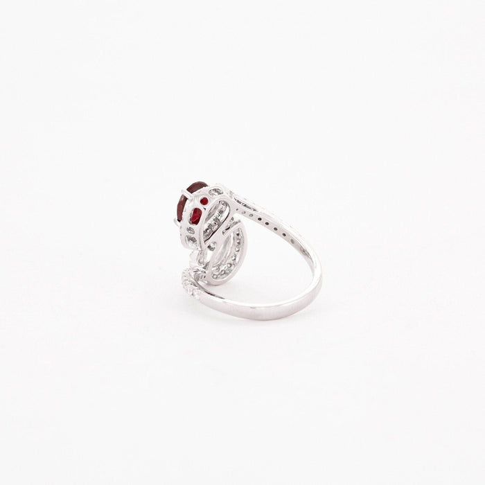 Bague Bague or blanc avec diamants et rubis 58 Facettes