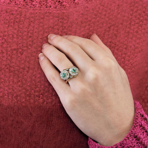 Bague Bague Toi et Moi émeraudes diamants 58 Facettes LP1066/12