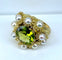 Bague 52 Bague coktail en or jaune 18 carats, péridot 3,98 ct et 9 perles 58 Facettes AB571
