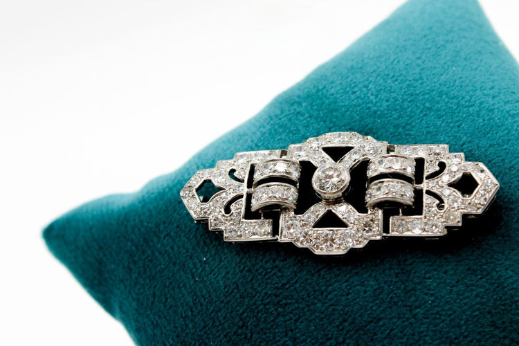Broche Broche Art Déco or, platine, diamants 58 Facettes 240221