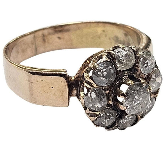 Bague 49 Bague grappe espagnole, XIXe siècle, or jaune, diamant taille ancienne 58 Facettes Q405B