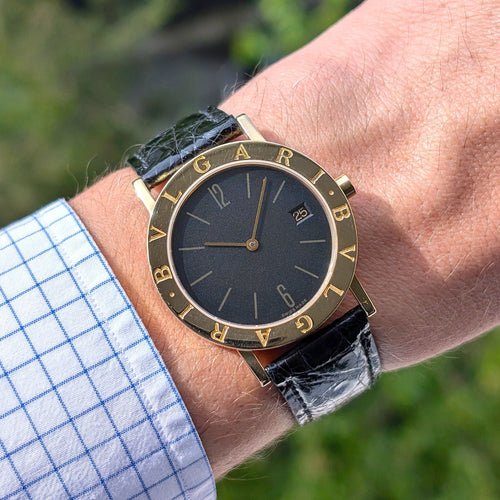 Montre Bulgari Bulgari BB33GL 18k Yellow Gold Gerald Genta Design Roman Coin Monete bulgari 58 Facettes