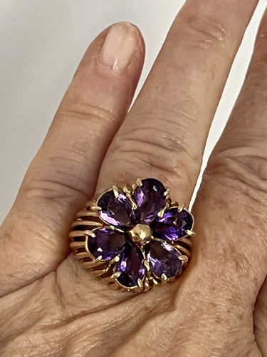 Bague 58 Bague Fils d'Or Jaune Améthystes 58 Facettes 5512