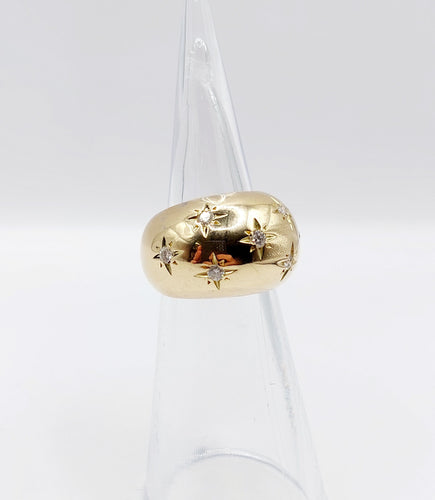 Bague 43.5 Bague bombé dôme or 18k diamant taille brillants en serti étoilé (circa 1950) 58 Facettes A05072