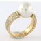 Bague 55 Bague en or jaune avec perle et diamants taille brillant 58 Facettes