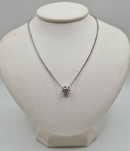 Collier Collier or blanc serti d'un diamants 58 Facettes