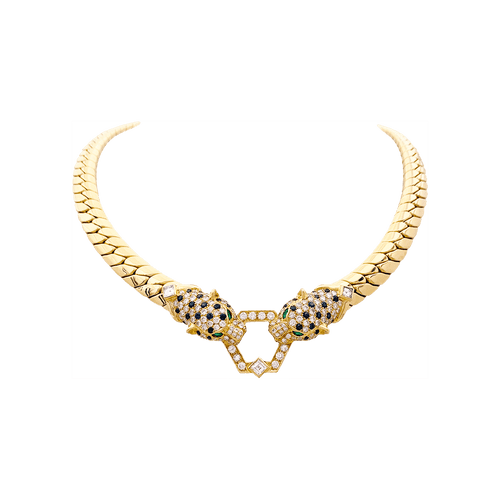 Collier Collier O.J. PERRIN, or jaune, diamants, saphirs et émeraudes. 58 Facettes 34526
