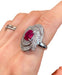 Bague 52 Importante bague en platine rubis et diamants 58 Facettes