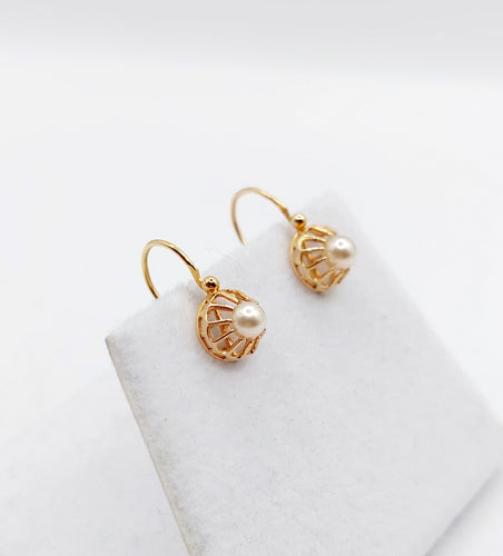 Boucles d'oreilles Boucles d’oreilles dormeuse en or rose 18k et perle (circa 1900) 58 Facettes A02617