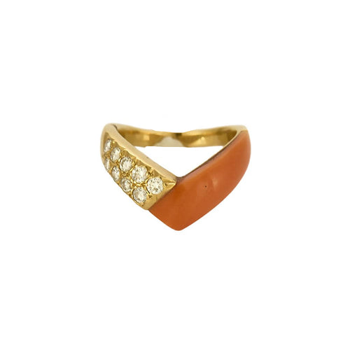 VAN CLEEF & ARPELS - Bague en or jaune, corail et diamants