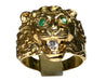 Bague 64 Bague lion or jaune émeraudes 58 Facettes